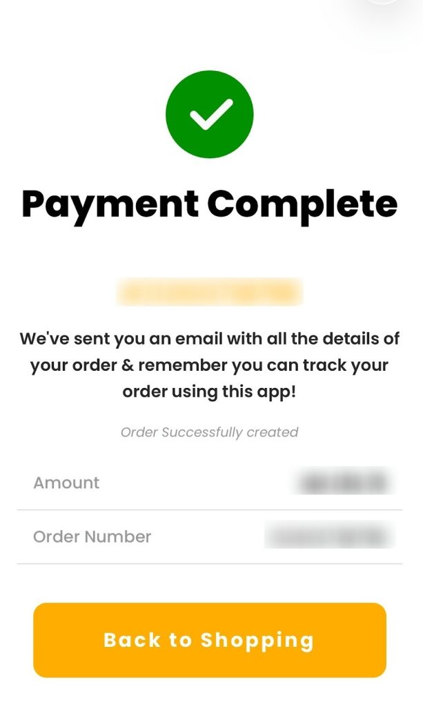 order confirmation and payment complete